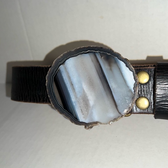 Regina-Andrew Accessories - Regina Andrew Large Quartz Belt Buckle Tumbler Women Medium Black Leather